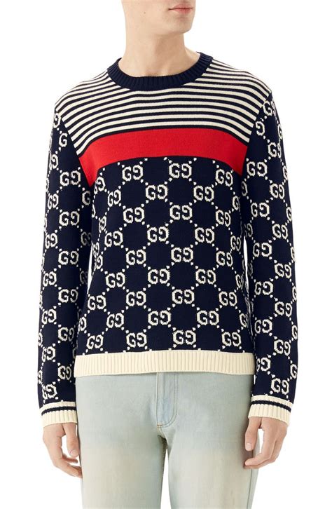 blue and white gucci sweater|Gucci sweater price.